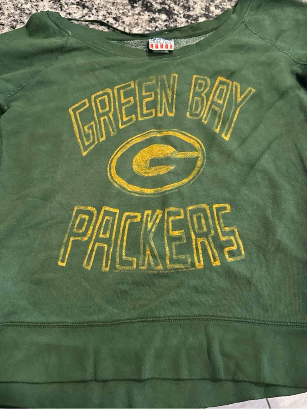 Junk Food Clothing Green Crewneck with Yellow Green Bay Packers Logo